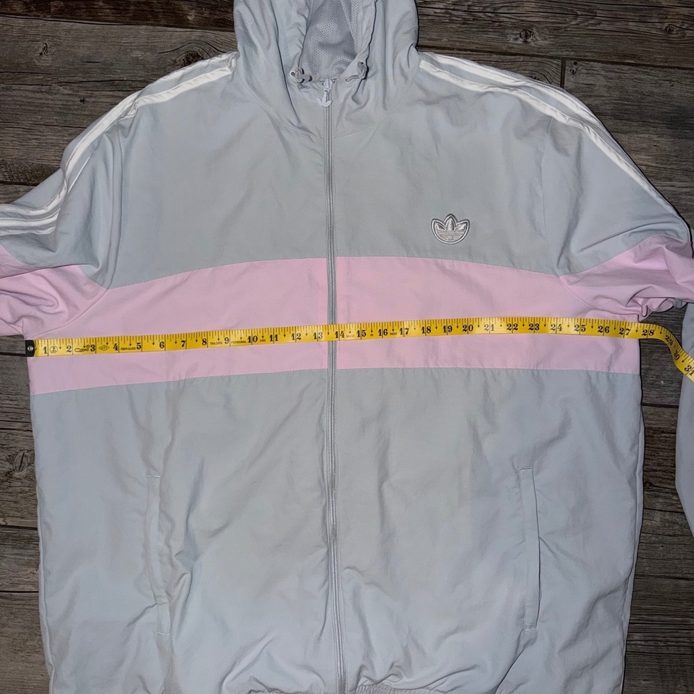 Adidas 2XL Windbreaker Jacket Blue Pink Colorblock 3 Stripe Logo Womens - Picture 9 of 9